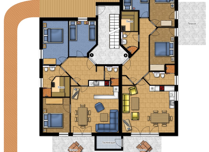 Grundriss Erdgeschoß  1 und 2