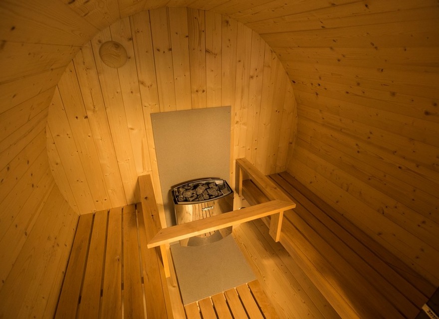 Faßsauna von innen