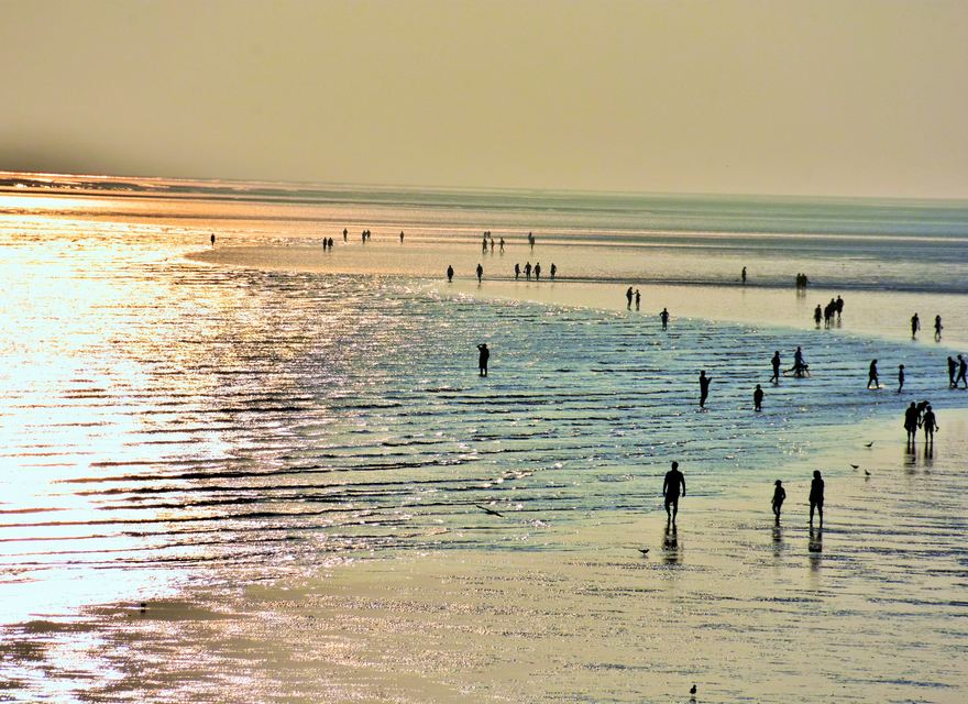 Watt wandern ins Abendrot