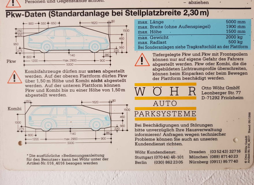 Duplexgarage-Höhe PKW beachten